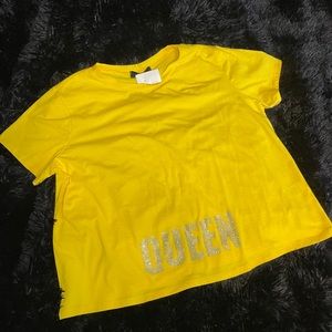 Plus Size Yellow “Queen” Crop T-Shirt